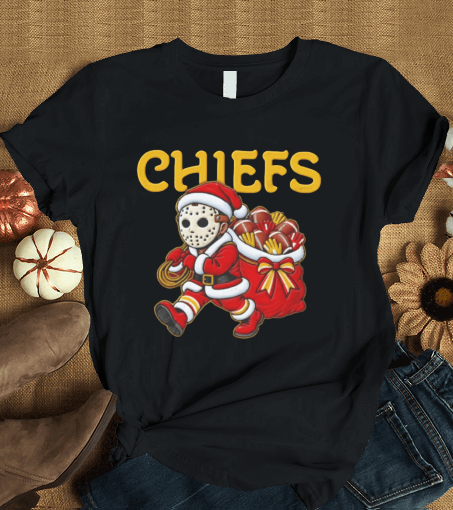 Kansas City Football Christmas Horror Masked Santa Copy T-Shirt