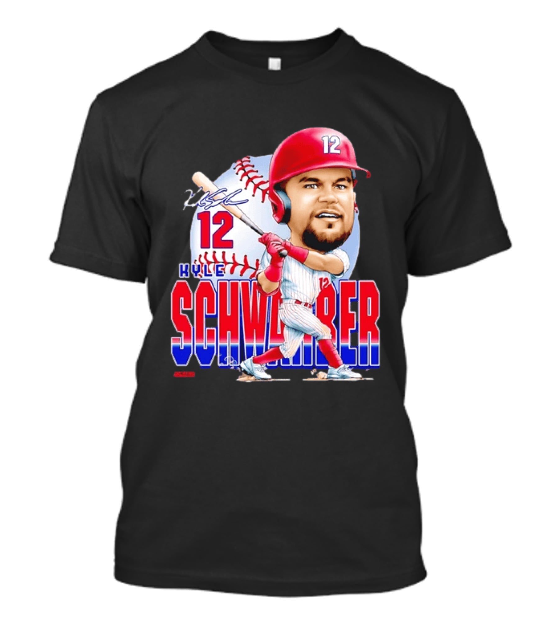 Kyle Schwarber 12 Philadelphia Phillies Caricature T-Shirt