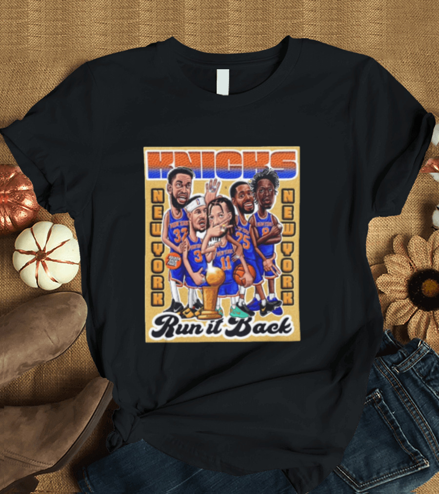 New York Knicks NBA Run It Back Players New York Caricature T-Shirt