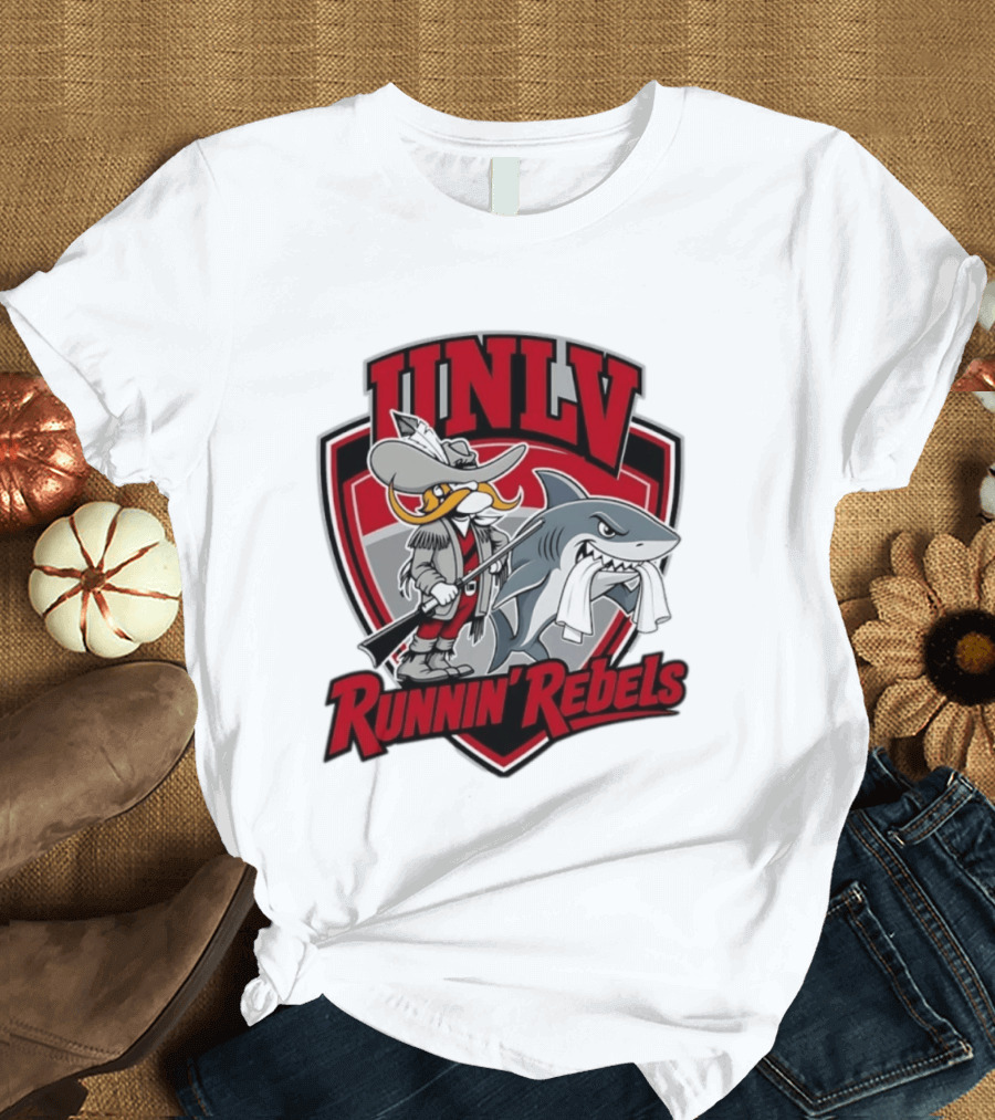 UNLV Runnin Rebels Mascot Shark And Gunslinger NCAA College Basketball T-Shirt