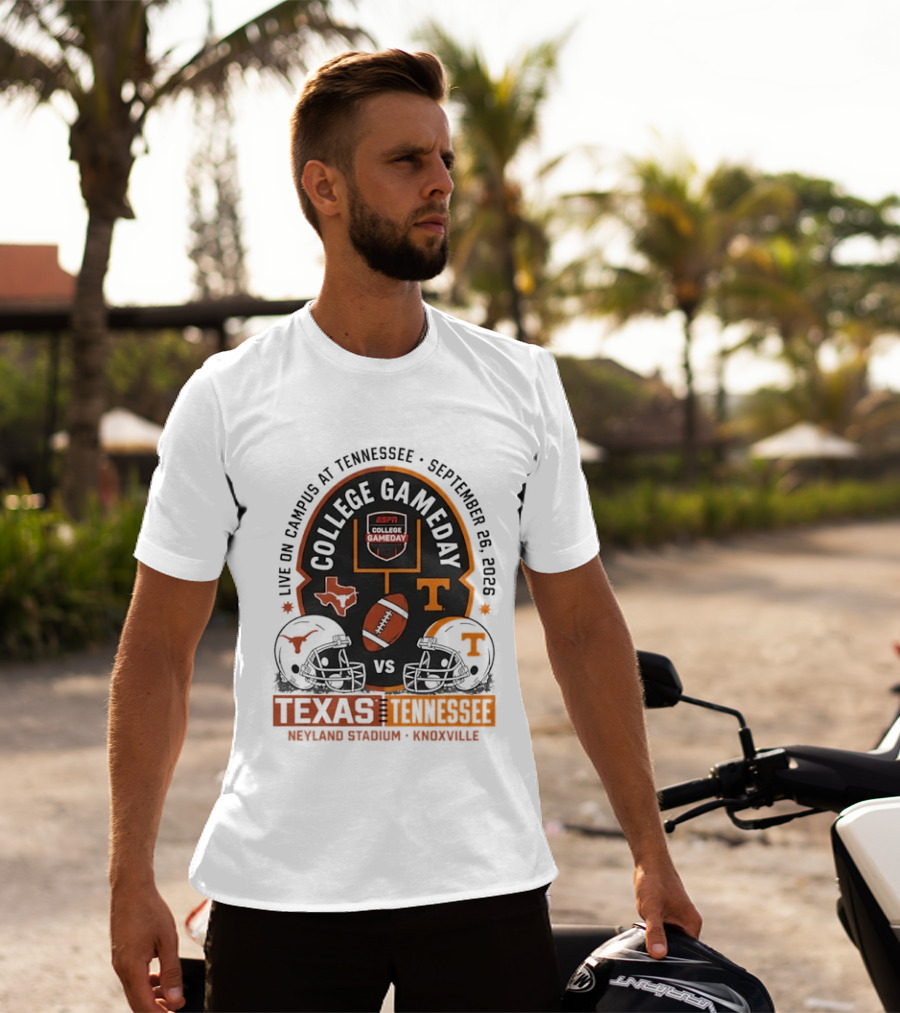 Live On Campus ESPN College GameDay Texas Longhorns Vs Tennessee Volunteers September 26 2026 Neyland Stadium T-Shirt