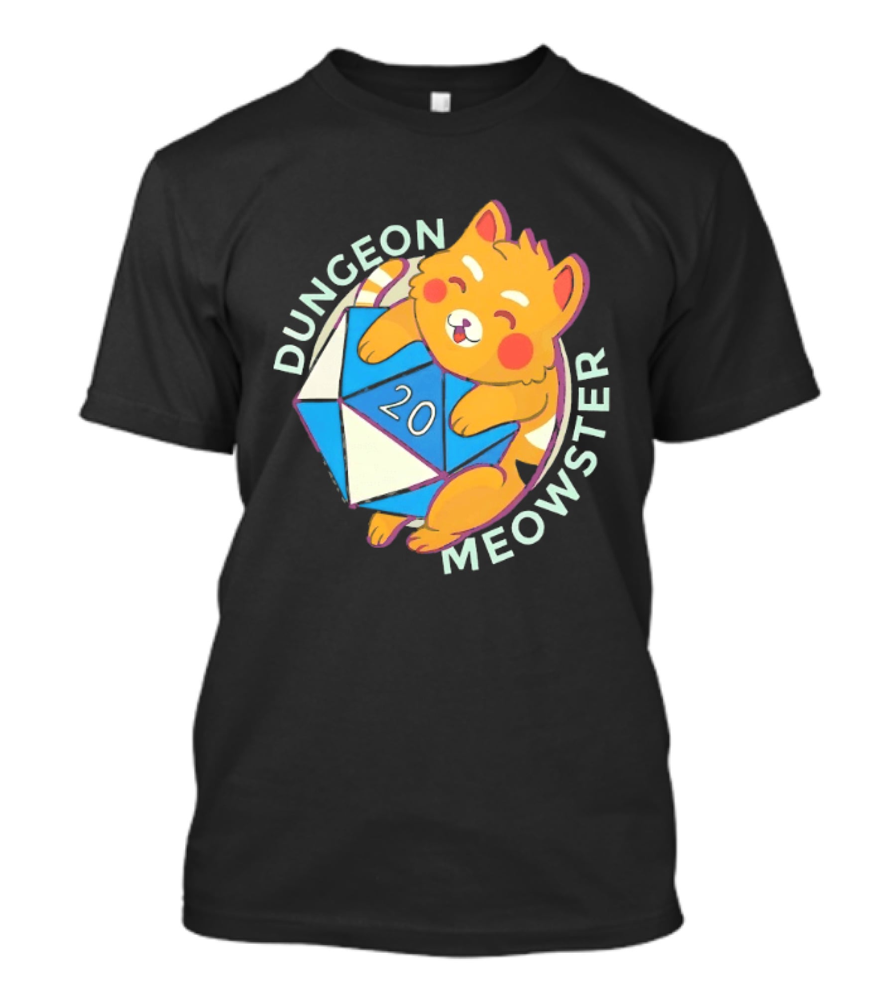 Dungeon Meowster Cat With D20 Dice Dungeons And Dragons T-Shirt