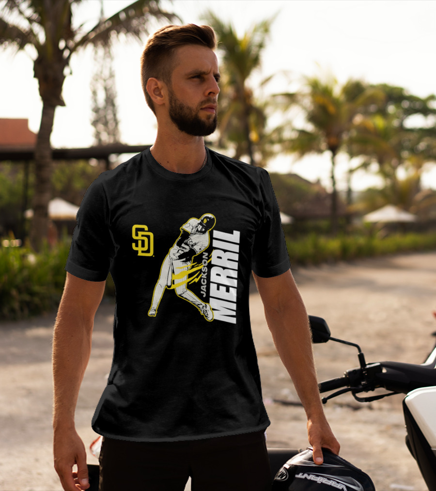 Jackson Merrill San Diego Padres SD Swinging Baseball Player T-Shirt