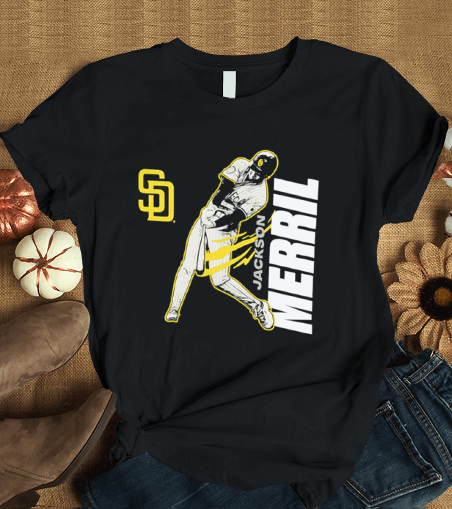 Jackson Merrill San Diego Padres SD Swinging Baseball Player T-Shirt