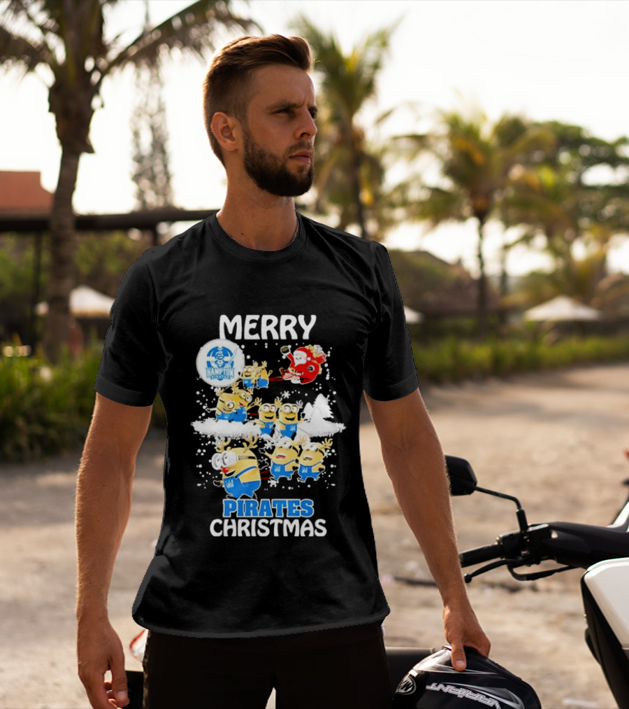 Merry Hampton Pirates Christmas Minions Festive Celebration T-Shirt