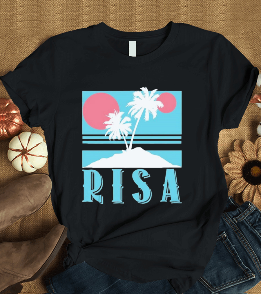 Risa Tropical Island Vacation Palm Trees And Sunset T-Shirt