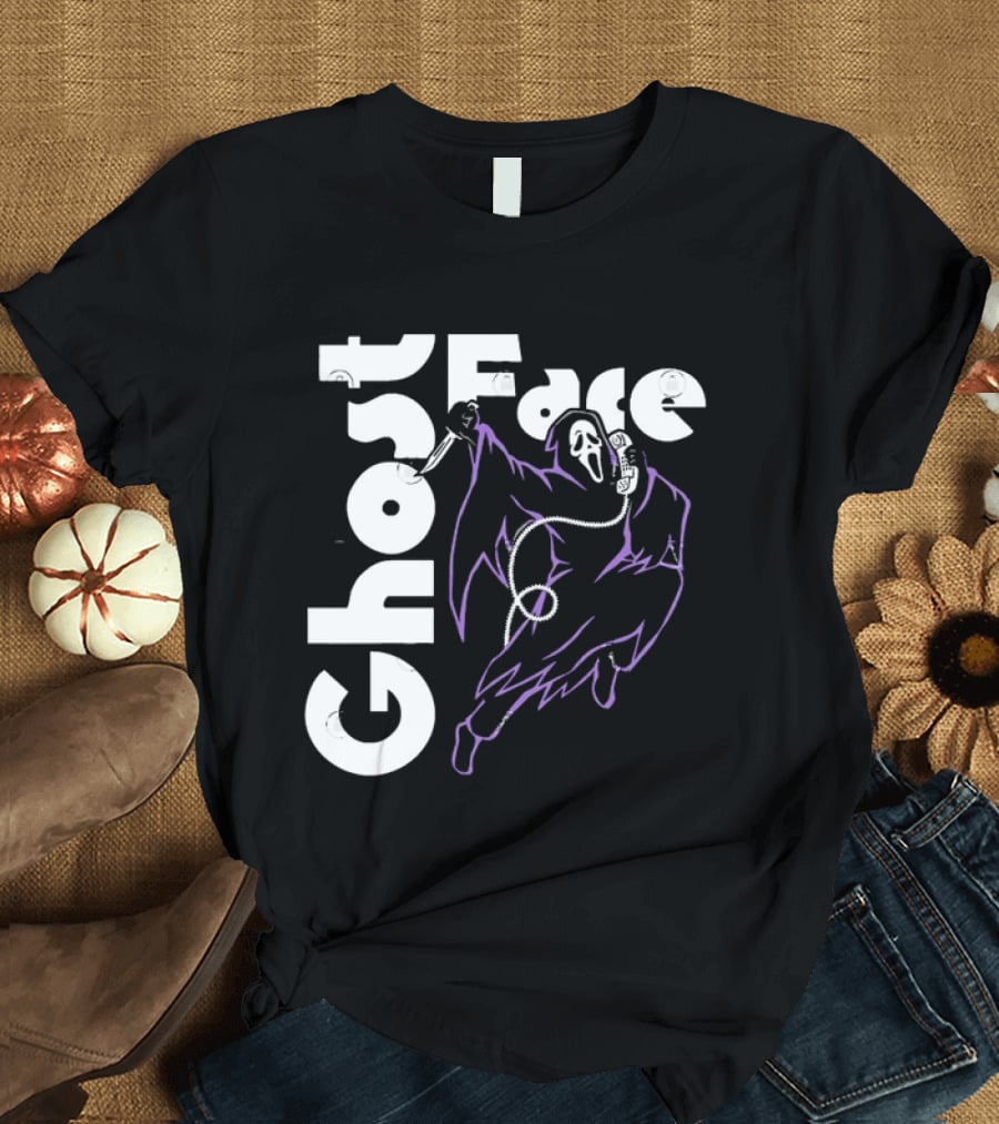 Ghost Face Horror Movie Scream Iconic Mask With Knife T-Shirt