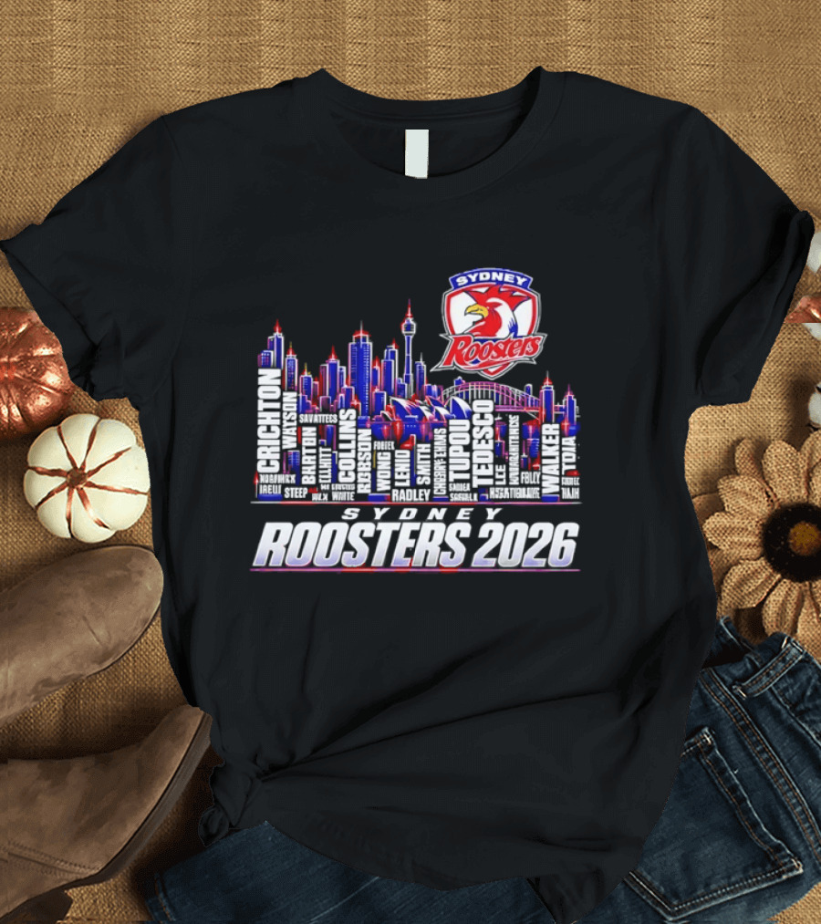 Sydney Roosters 2026 Skyline Roster Team T-Shirt