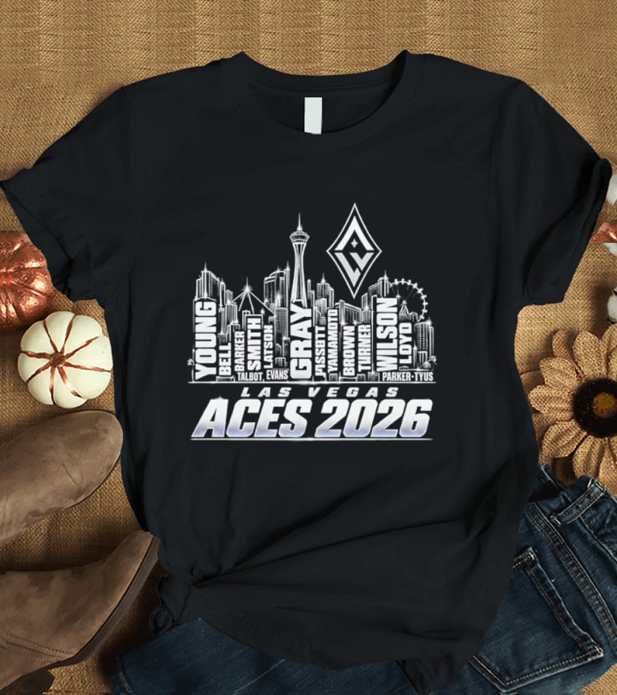Las Vegas Aces 2026 Skyline Roster Names WNBA T-Shirt