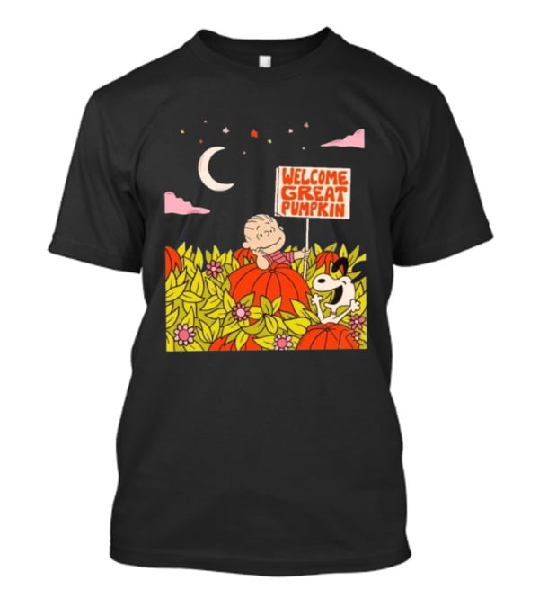 Linus And Snoopy Welcome Great Pumpkin Peanuts Moonlit Patch T-Shirt
