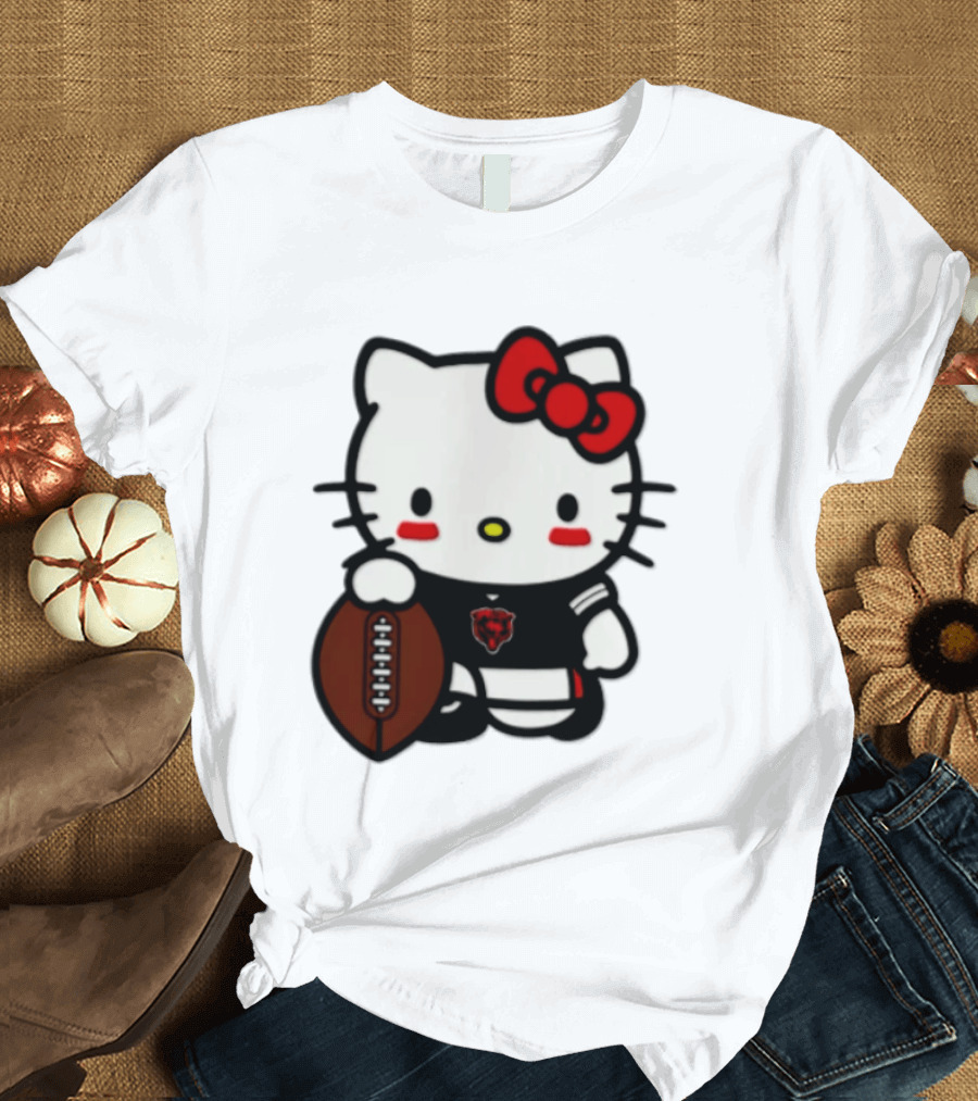 Hello Kitty Chicago Bears Football Cartoon T-Shirt