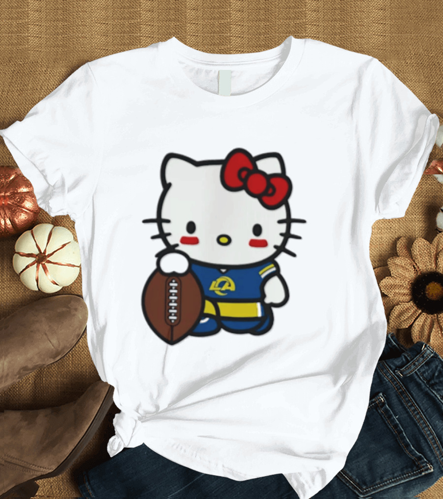 Hello Kitty Los Angeles Rams Football Fan Cartoon T-Shirt