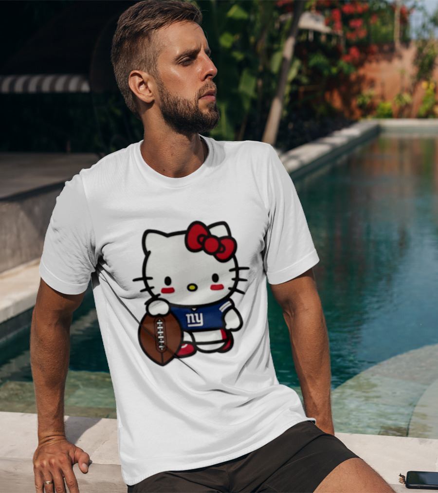 Hello Kitty New York Giants Football Cartoon Player T-Shirt