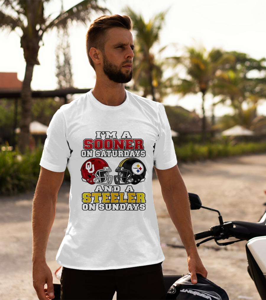 I'm A Sooner On Saturdays And A Steeler On Sundays 2 Helmet 2026 T-Shirt