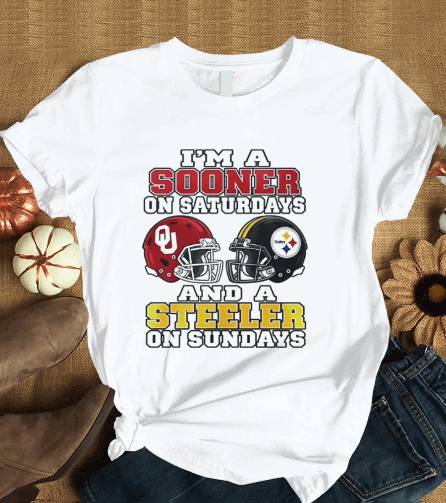 I'm A Sooner On Saturdays And A Steeler On Sundays 2 Helmet 2026 T-Shirt