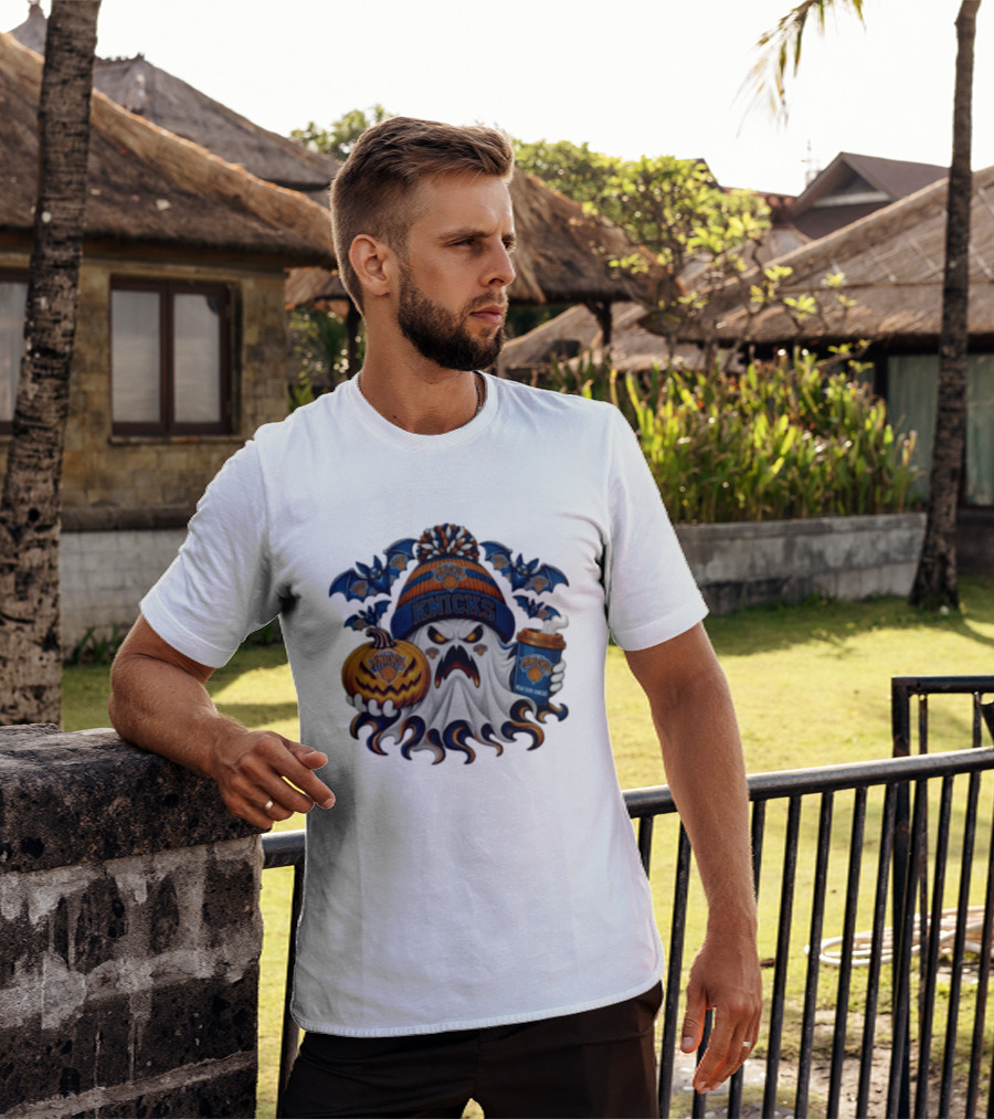 New York Knicks Ghost Pumpkin Coffee Halloween 2026 T-Shirt