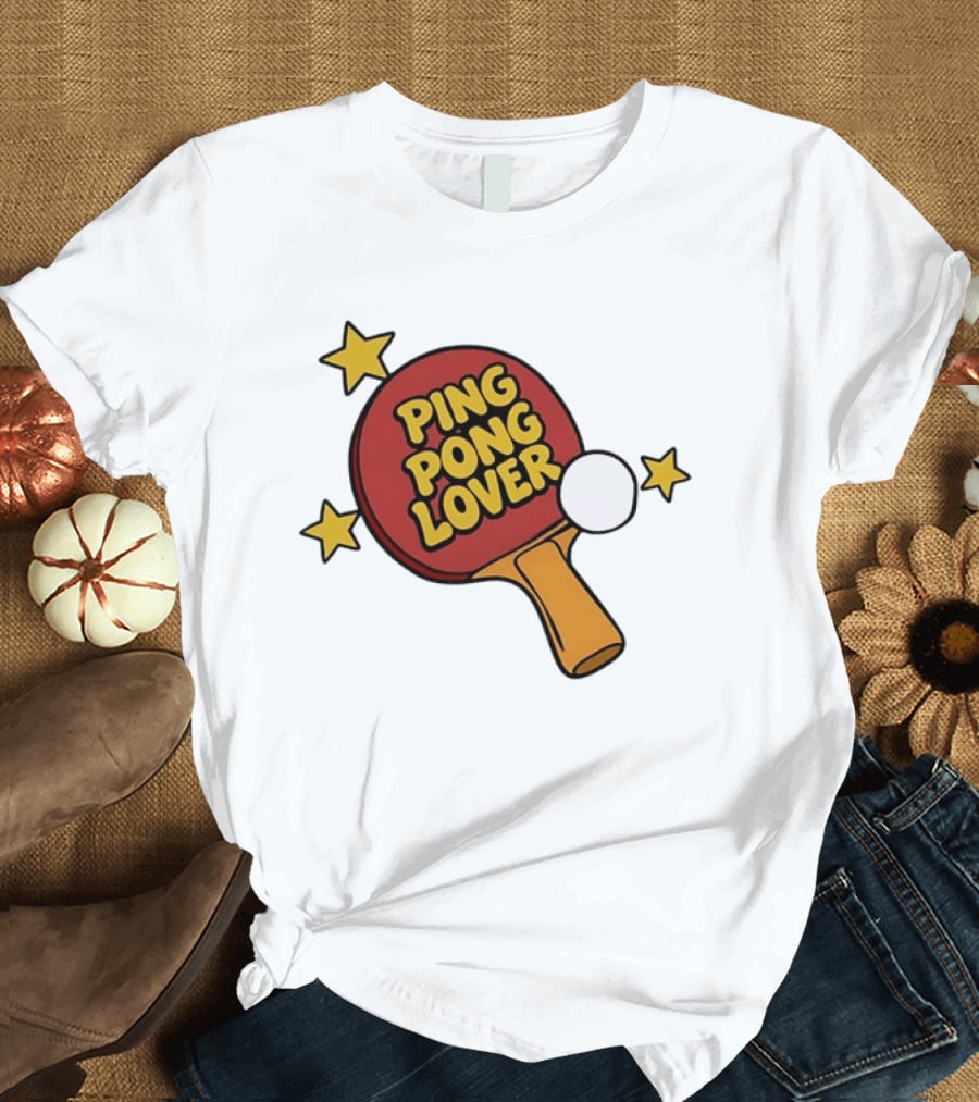 Ping Pong Lover Table Tennis Paddle Racket Stars T-Shirt