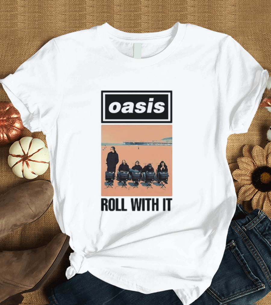 Oasis Roll With It Britpop Band Liam Gallagher T-Shirt