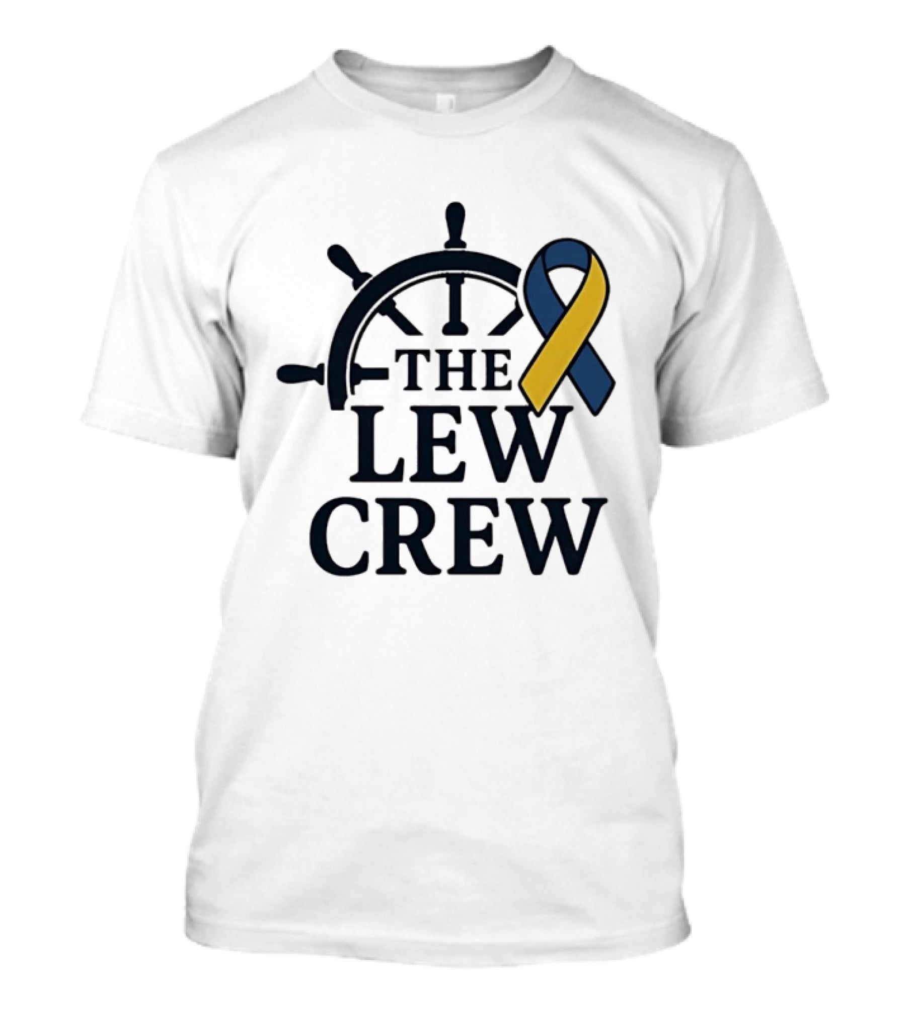 The Lew Crew Awareness Ribbon Support Nautical Wheel Steering T-Shirt