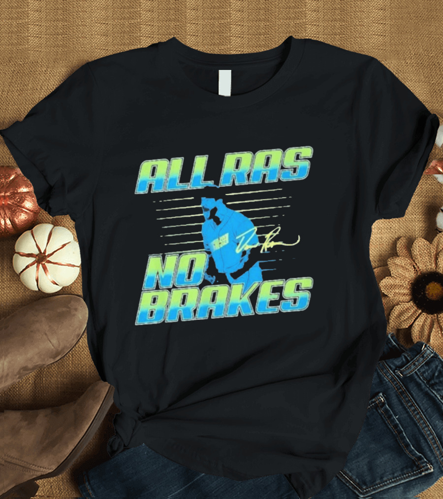 ALL RAS NO BRAKES Baseball Player Blue Neon Stripes Signature T-Shirt