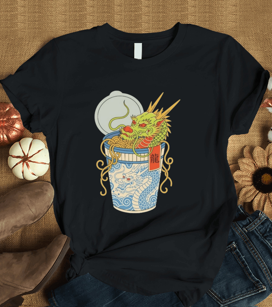 Dragon Ramen Cup With Traditional Japanese Kanji T-Shirt