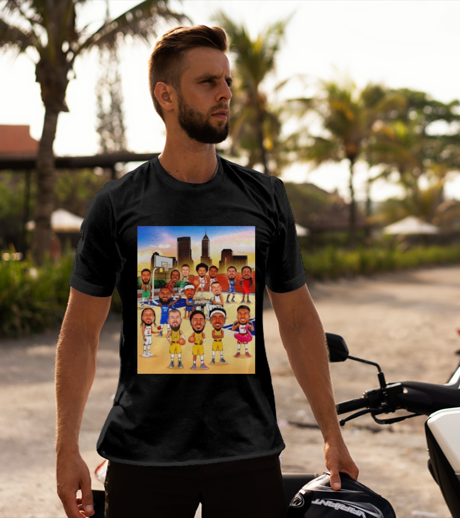 Indiana Pacers NBA Caricature Players Skyline T-Shirt