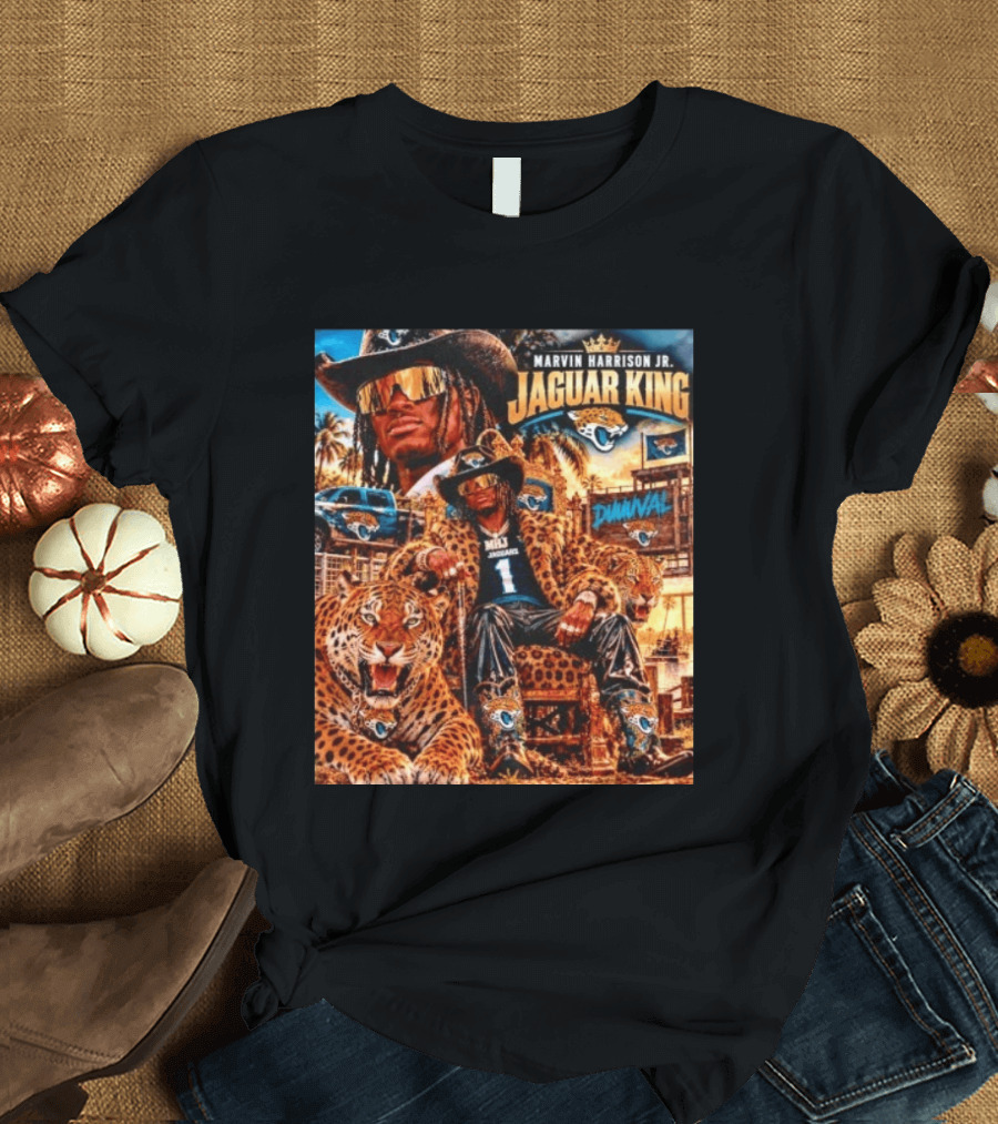 Marvin Harrison Jr Jaguar King Jacksonville Jaguars No 1 Jaguar Football Champion T-Shirt
