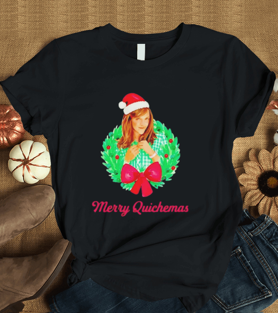Merry Quichemas Santa Hat Wreath Gilmore Girls Christmas T-Shirt