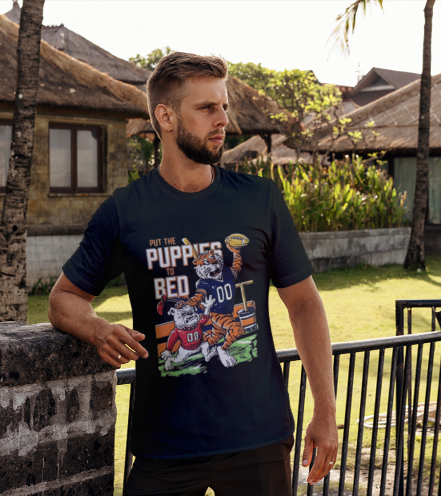 Put The Puppies To Bed Tiger Football T-Shirt