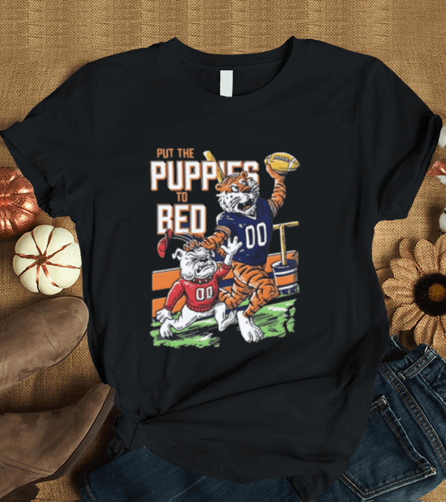 Put The Puppies To Bed Tiger Football T-Shirt