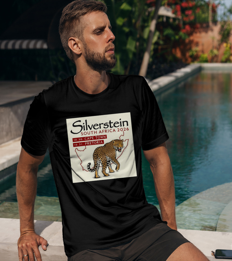 Silverstein South Africa 2026 Cape Town Pretoria Leopard Map Concert Dates T-Shirt