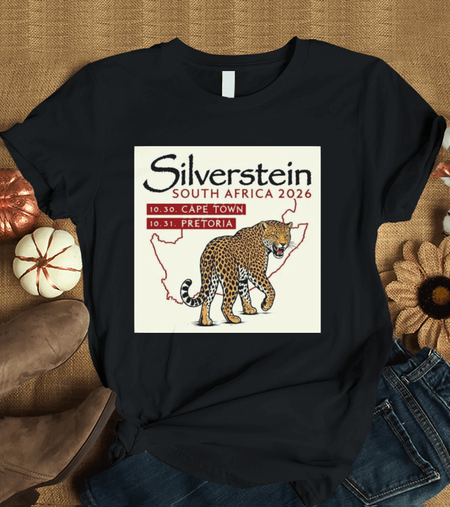 Silverstein South Africa 2026 Cape Town Pretoria Leopard Map Concert Dates T-Shirt
