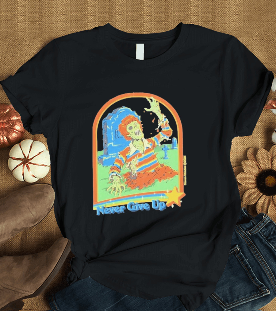 Steven Rhodes Zombie Rising Never Give Up Graveyard Scene 2026 T-Shirt