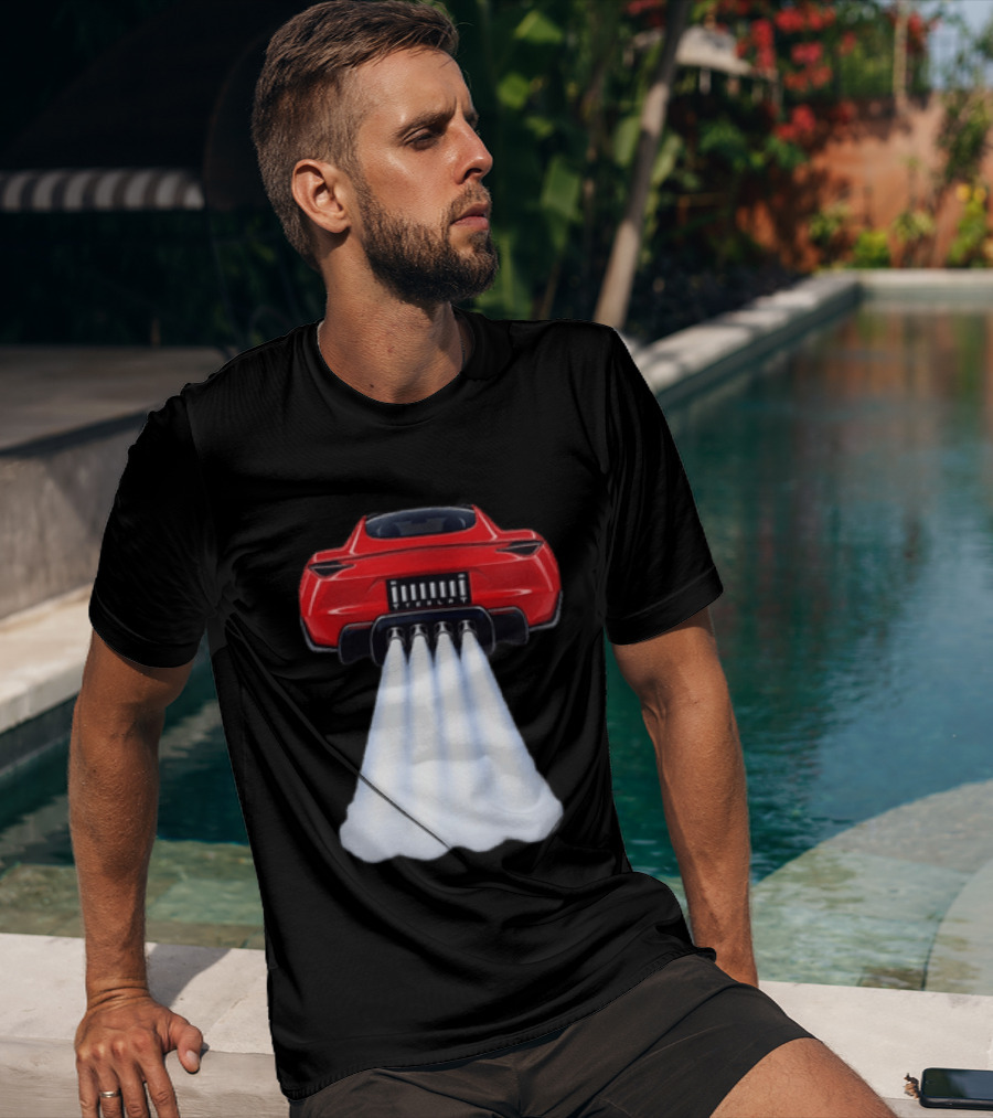 Tesla Roadster SpaceX Flying Car Rocket Thrusters Jet Blast T-Shirt