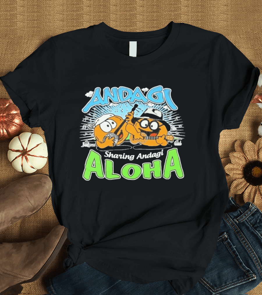 Andagi Sharing Aloha Music Japanese Cartoon Characters T-Shirt