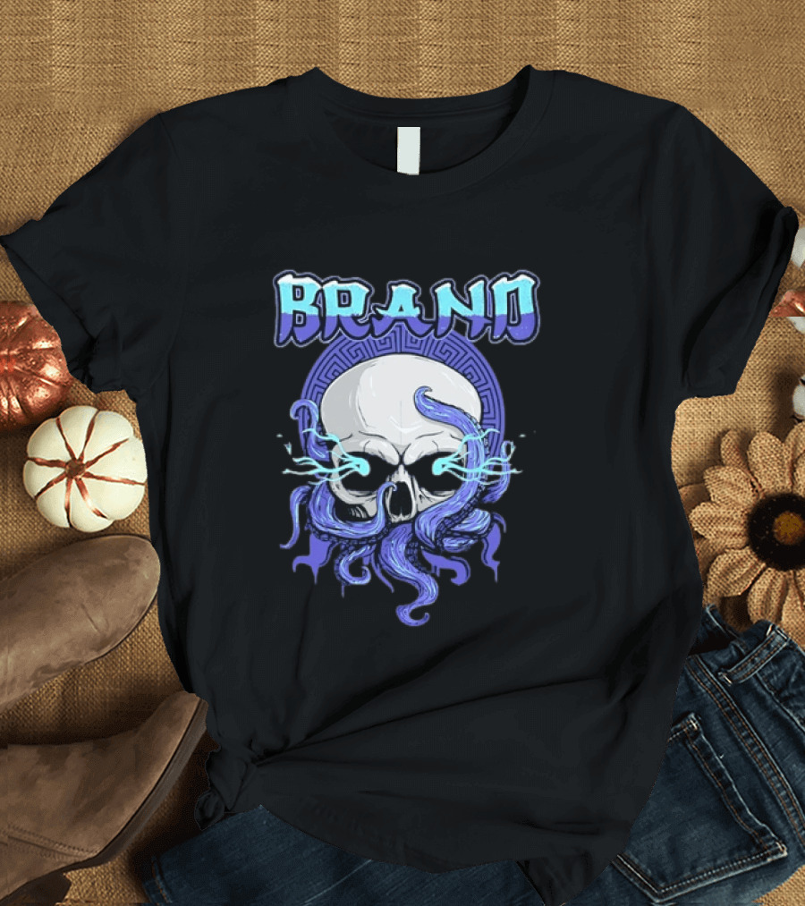 BRAND Skull With Tentacles Gothic Dark Spooky T-Shirt