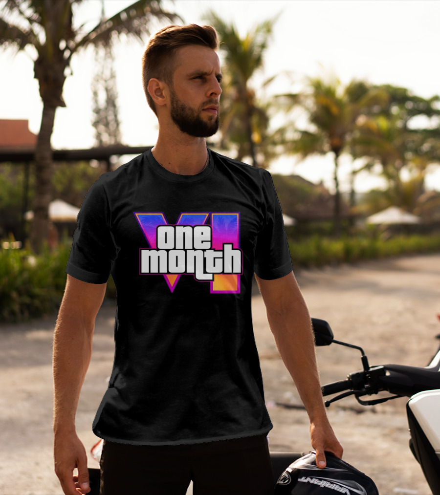 One Month VI Gaming Grand Theft Auto 6 Palms Retro Gradient T-Shirt