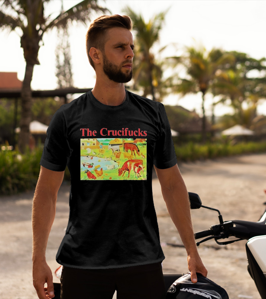 The Crucifucks Farm Animals Punk Rock Band Pastoral Scene T-Shirt