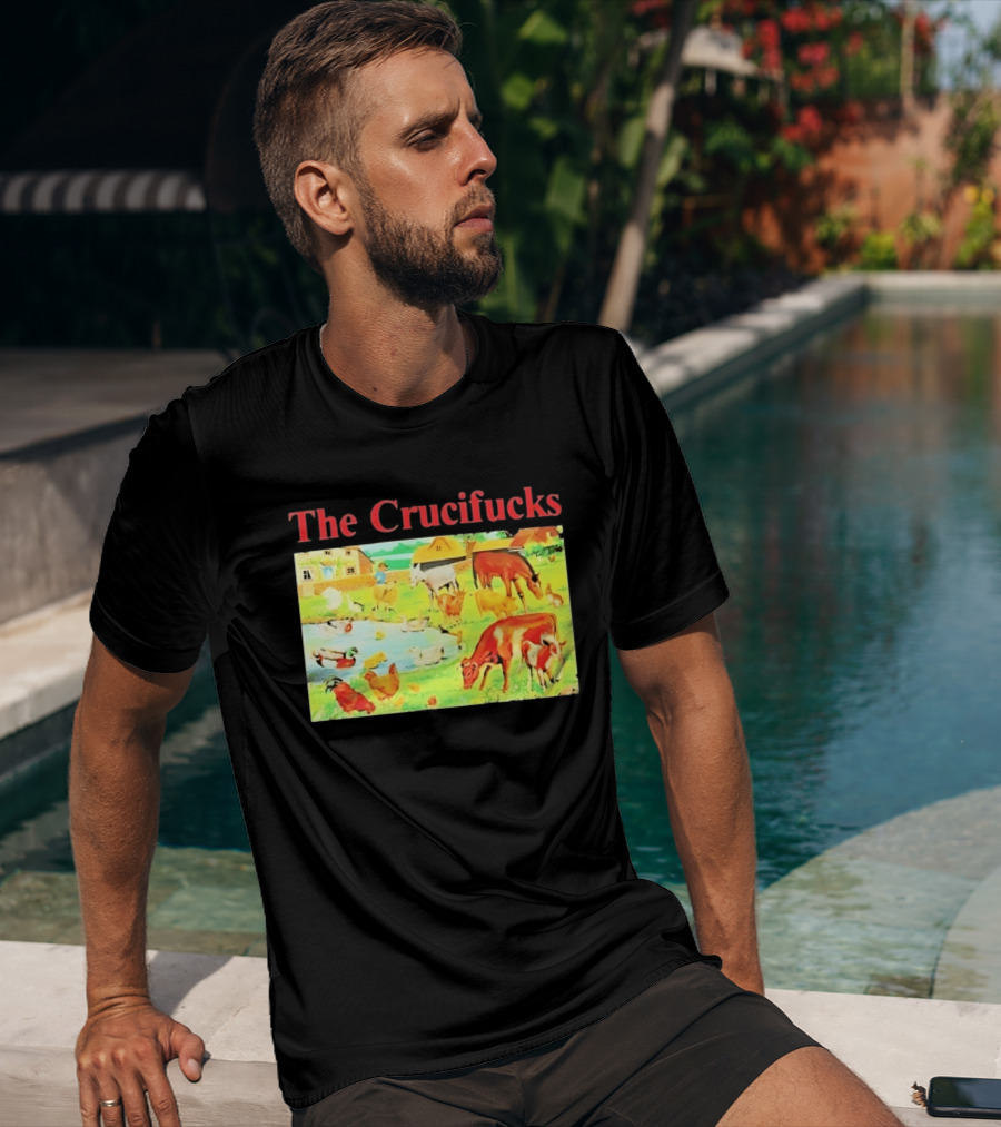 The Crucifucks Farm Animals Punk Rock Band Pastoral Scene T-Shirt