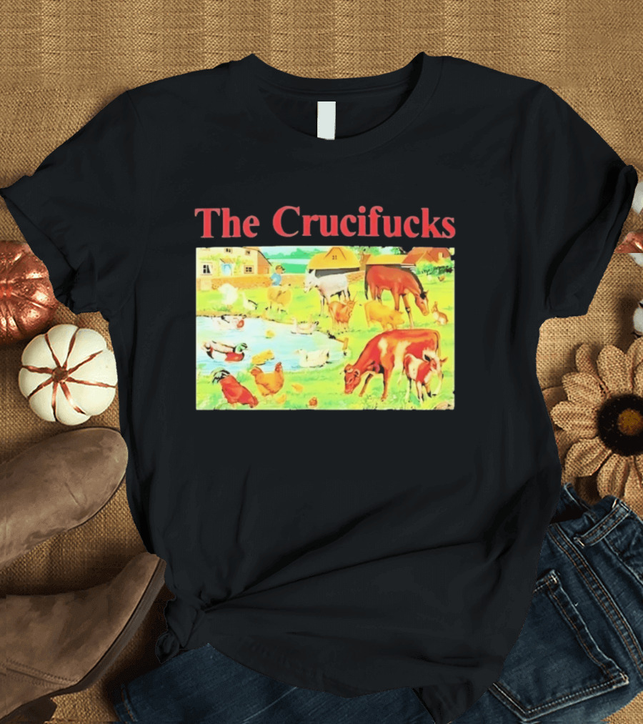 The Crucifucks Farm Animals Punk Rock Band Pastoral Scene T-Shirt