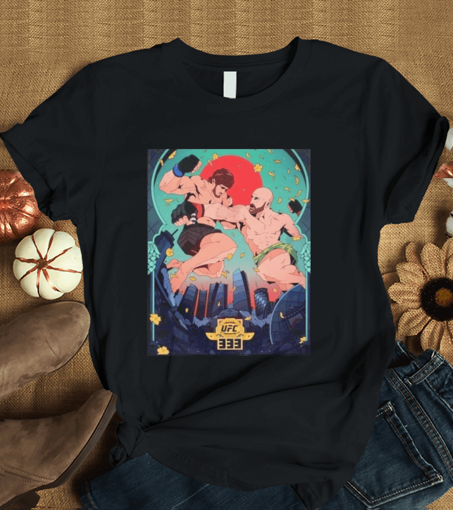 UFC 333 Double Title Fights MMA Mixed Martial Arts Anime Inspired Showdown T-Shirt