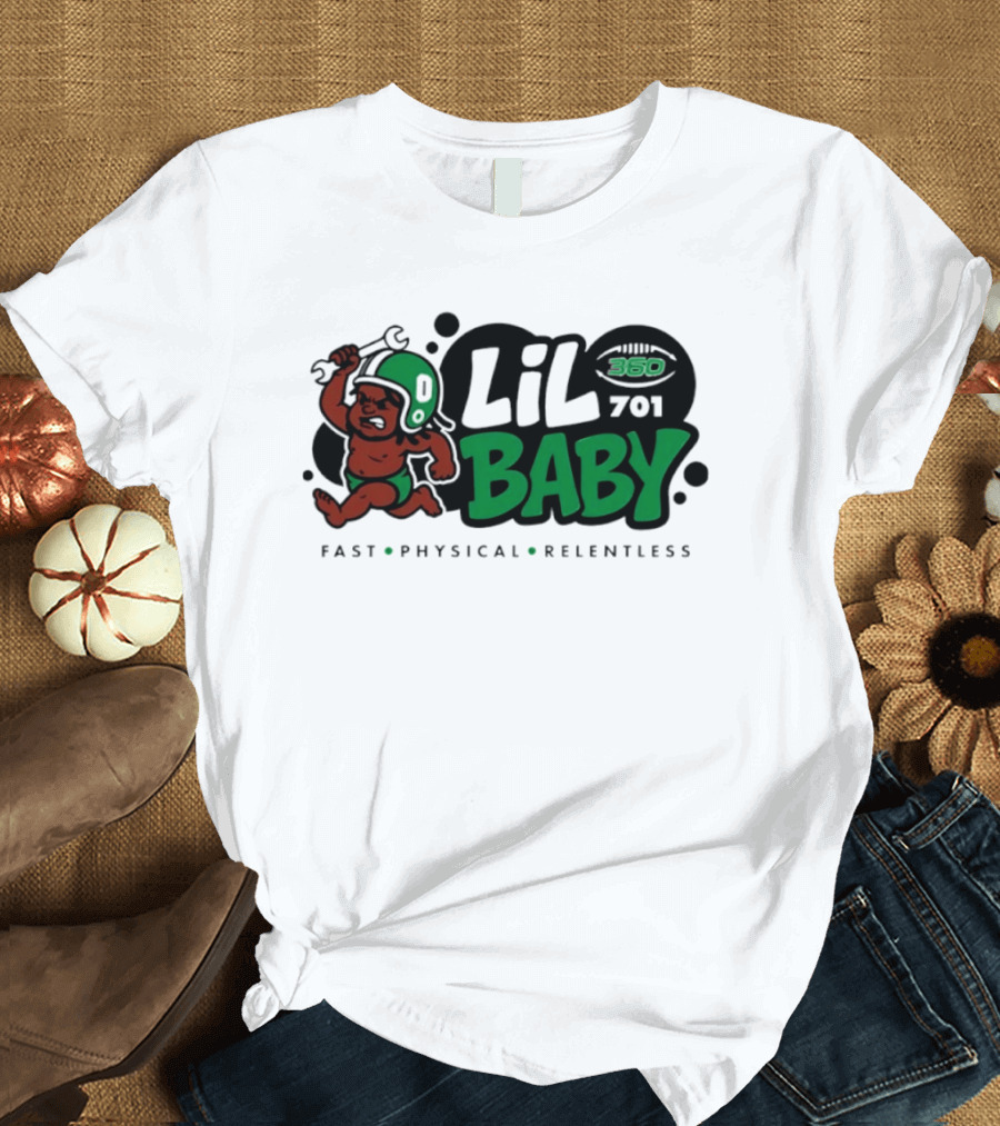 Lil Baby 360 701 Fast Physical Relentless Football Cartoon T-Shirt
