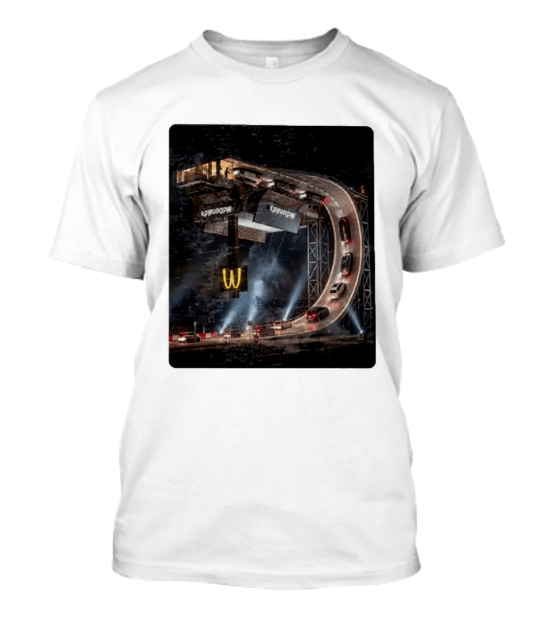 McDonald's Surreal Upside Down Drive Thru Concept Night Scene T-Shirt