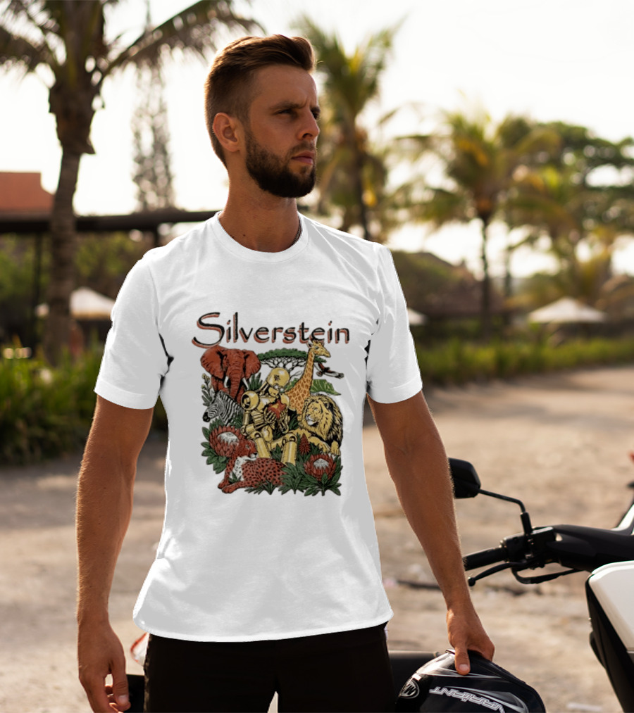 Silverstein Safari Robot With Elephant Giraffe Lion Leopard Post Hardcore T-Shirt