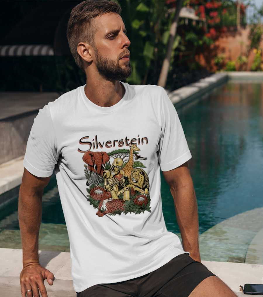 Silverstein Safari Robot With Elephant Giraffe Lion Leopard Post Hardcore T-Shirt