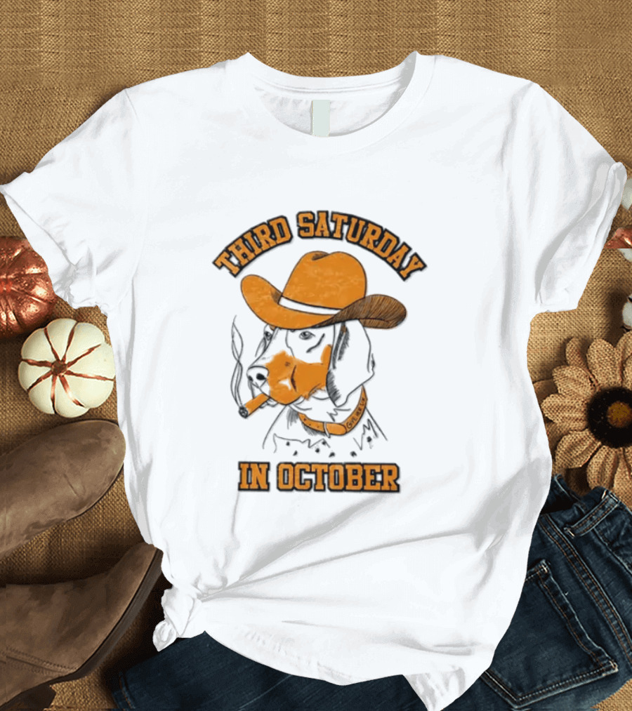 Third Saturday In October Tennessee Volunteers Dog With Cowboy Hat T-Shirt