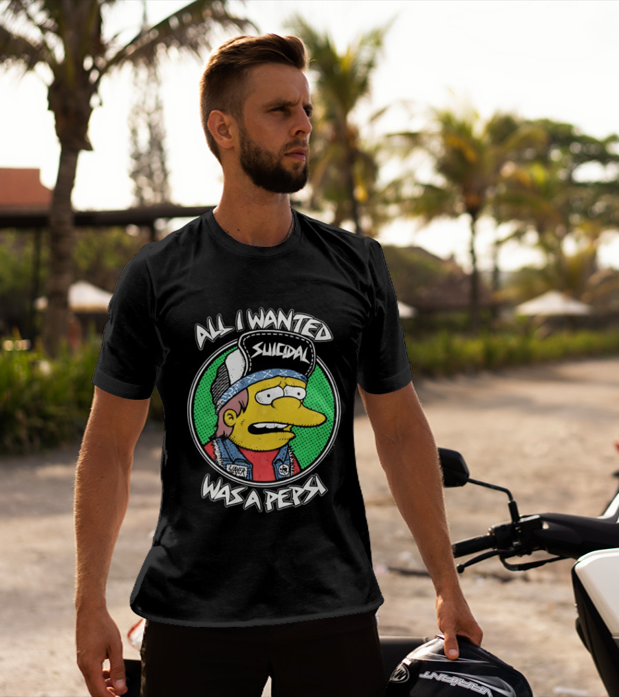 All I Wanted Was A Pepsi Suicidal Distressed Cartoon T-Shirt