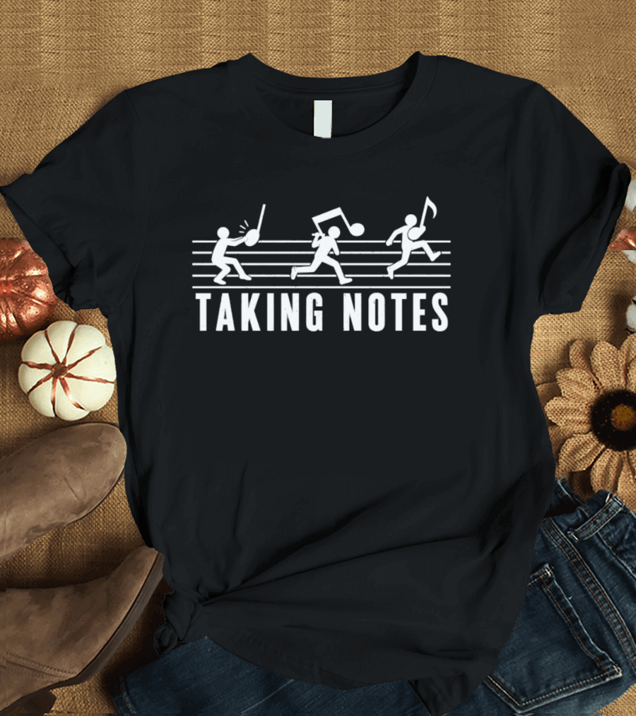 Taking Notes Music Staff Running Figures T-Shirt