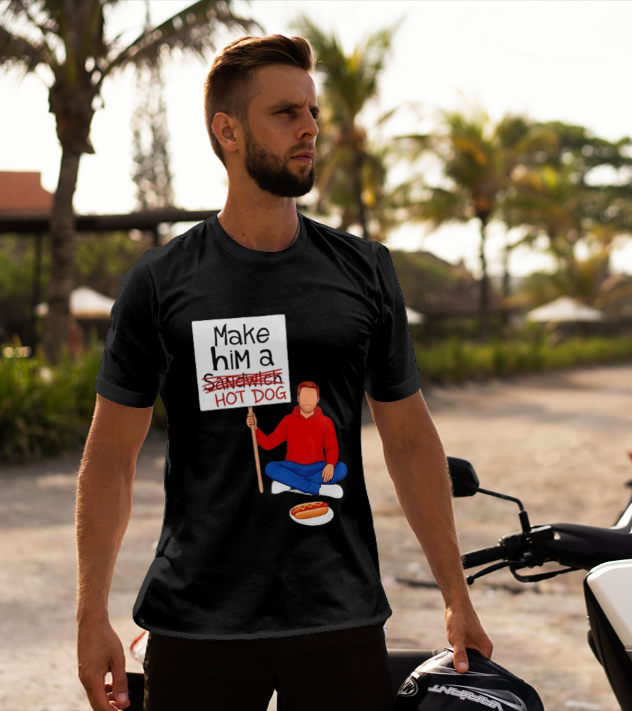Candace Owens Make Him A Hot Dog Sign Sitting Man With Hot Dog T-Shirt