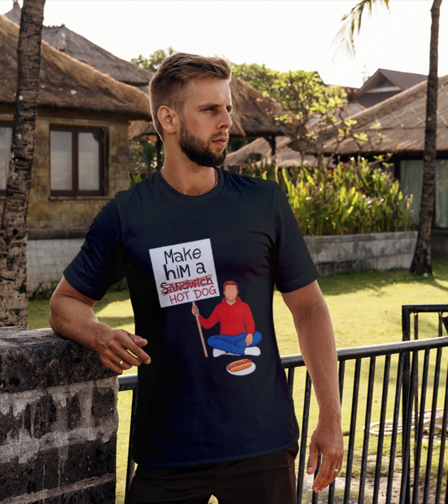 Candace Owens Make Him A Hot Dog Sign Sitting Man With Hot Dog T-Shirt
